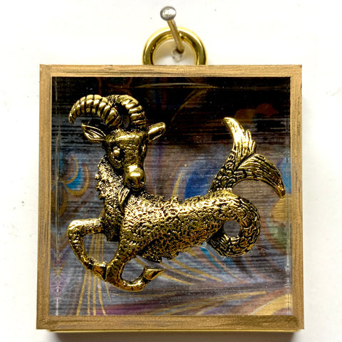 Acrylic Frame with Capricorn on Marbled Paper / Slight Imperfections (2