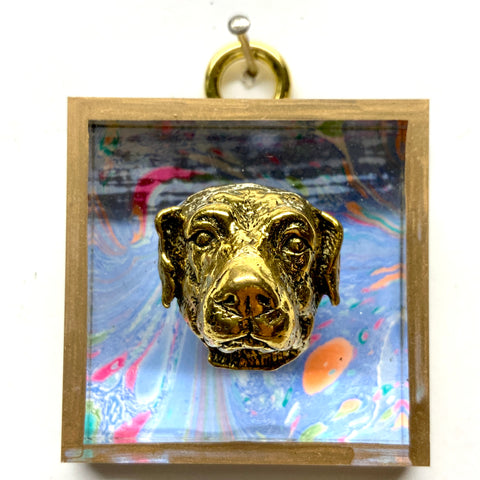 Acrylic Frame with Dog on Marbled Paper / Slight Imperfections (2