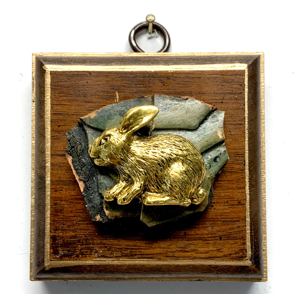 Mahogany Frame with Bunny on Antique Jade (3” wide)