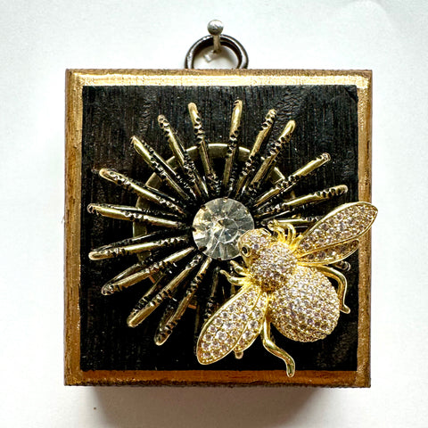 Bourbon Barrel Frame with Sparkle Bee on Brooch (2.5