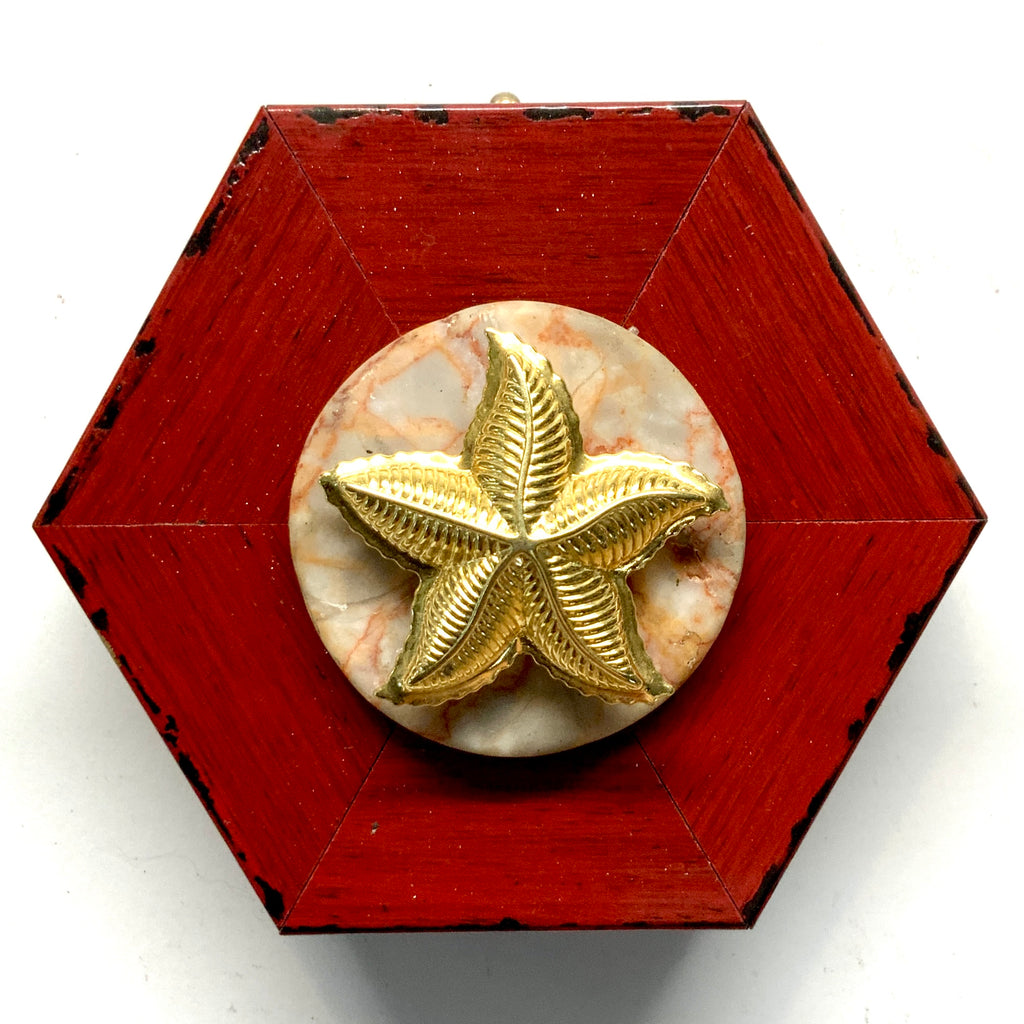 Modern Lacquered Frame with Starfish on Stone (3.25” wide)