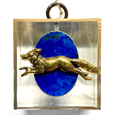 Acrylic Frame with Fox on Lapis / Slight Imperfections (2” wide)