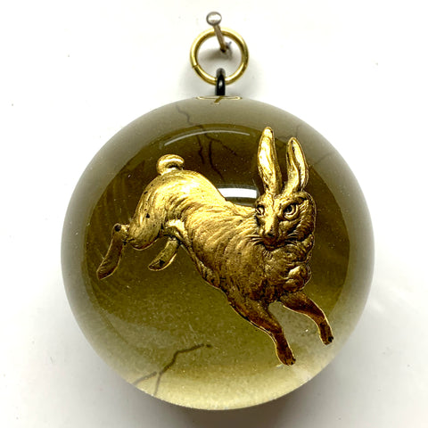 Acrylic Dome Frame with Hare on Marbled Paper / Slight Imperfections (2.5