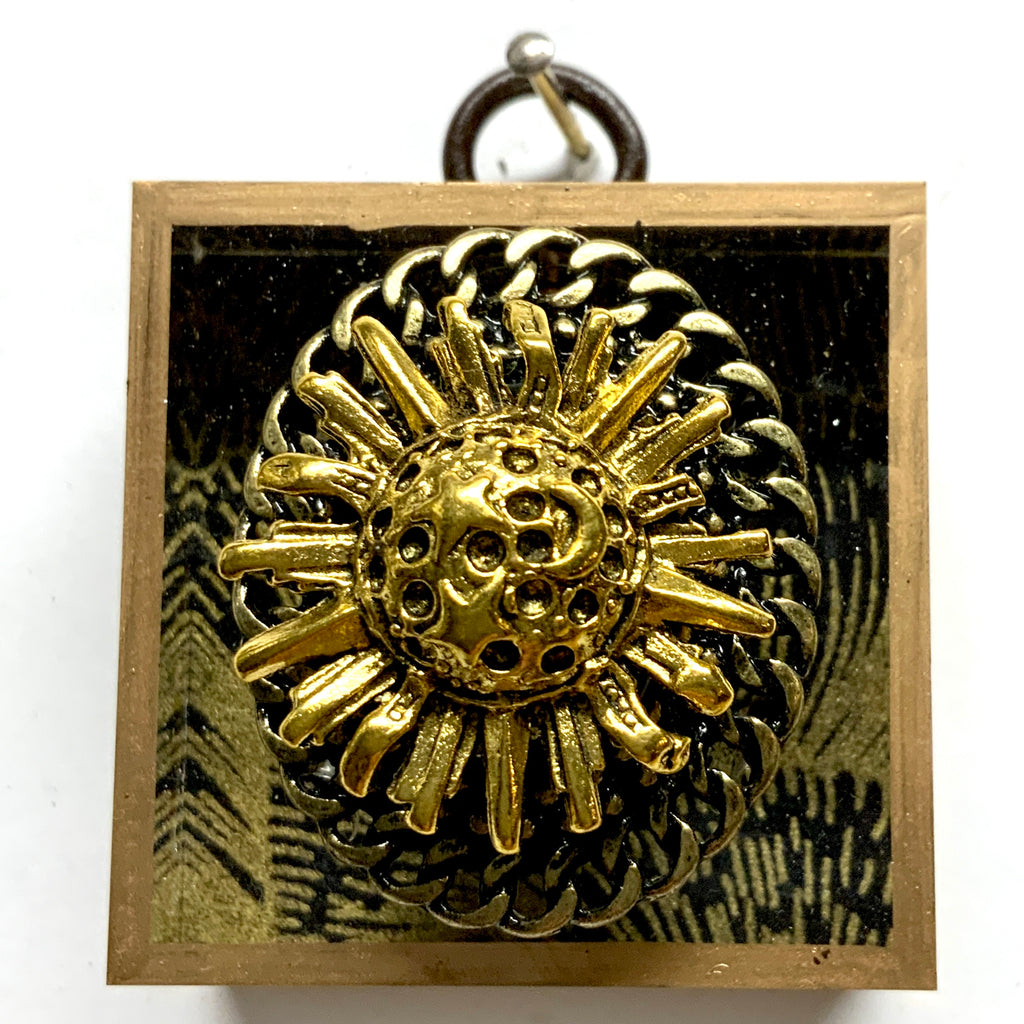 Acrylic Frame with Sun on Marbled Paper / Slight Imperfections (2