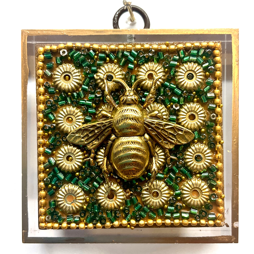 Acrylic Frame with Grande Bee on Beaded Block / Slight Imperfections (3” wide)