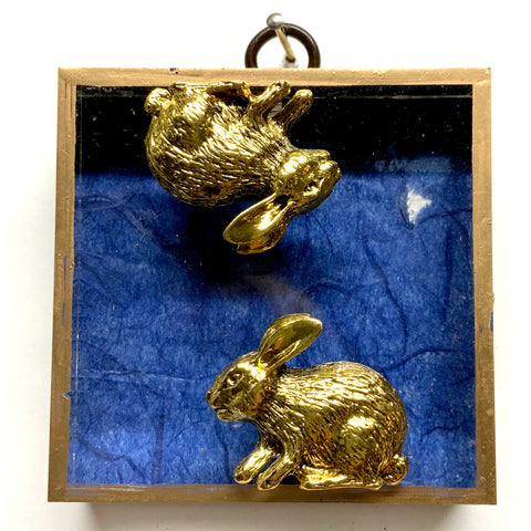 Acrylic Frame with Bunnies on Marbled Paper / Slight Imperfections (3