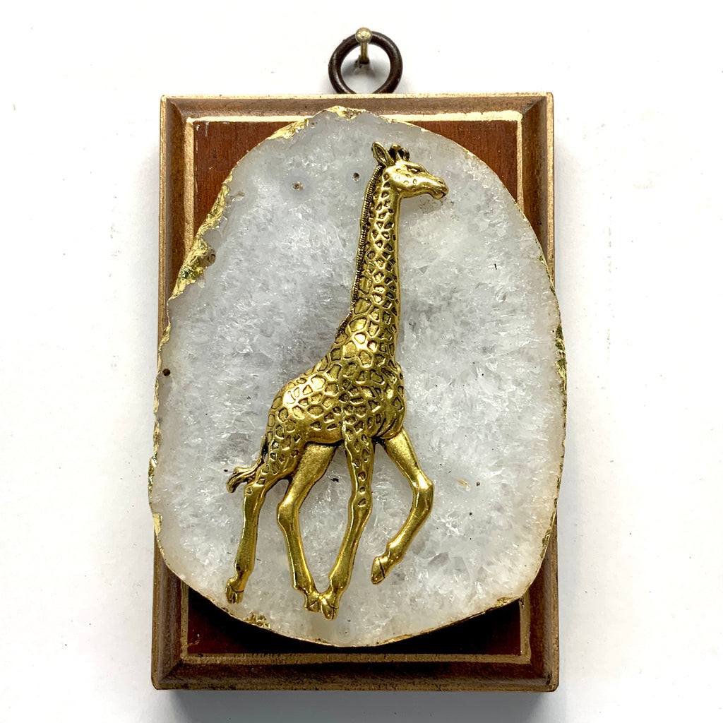 Mahogany Frame with Giraffe on Agate (2.75” wide)