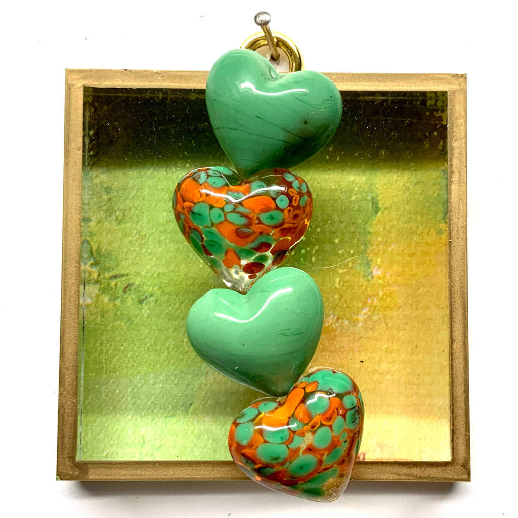 Acrylic Frame with Hearts on Marbled Paper / Slight Imperfections (3