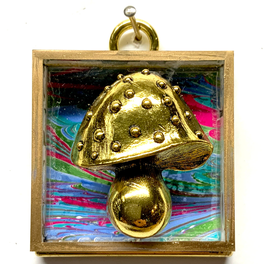 Acrylic Frame with Mushroom on Marbled Paper / Slight Imperfections (2