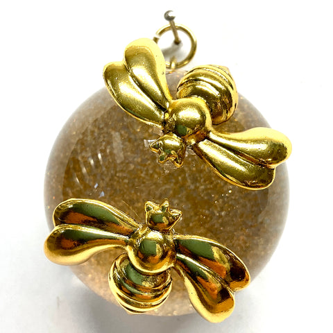 Acrylic Dome with Deco Bees on Paper / Slight Imperfections (2