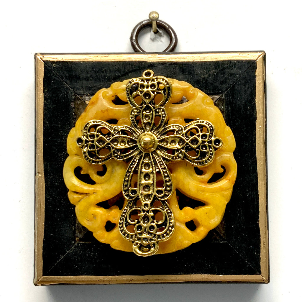 Lacquered Frame with Cross on Jade (2.75” wide)