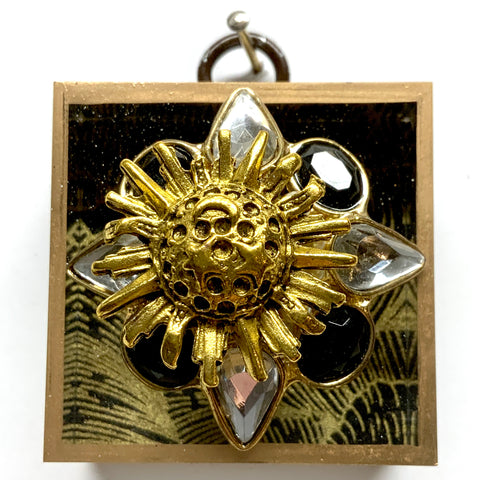 Acrylic Frame with Sun on Marbled Paper / Slight Imperfections (2