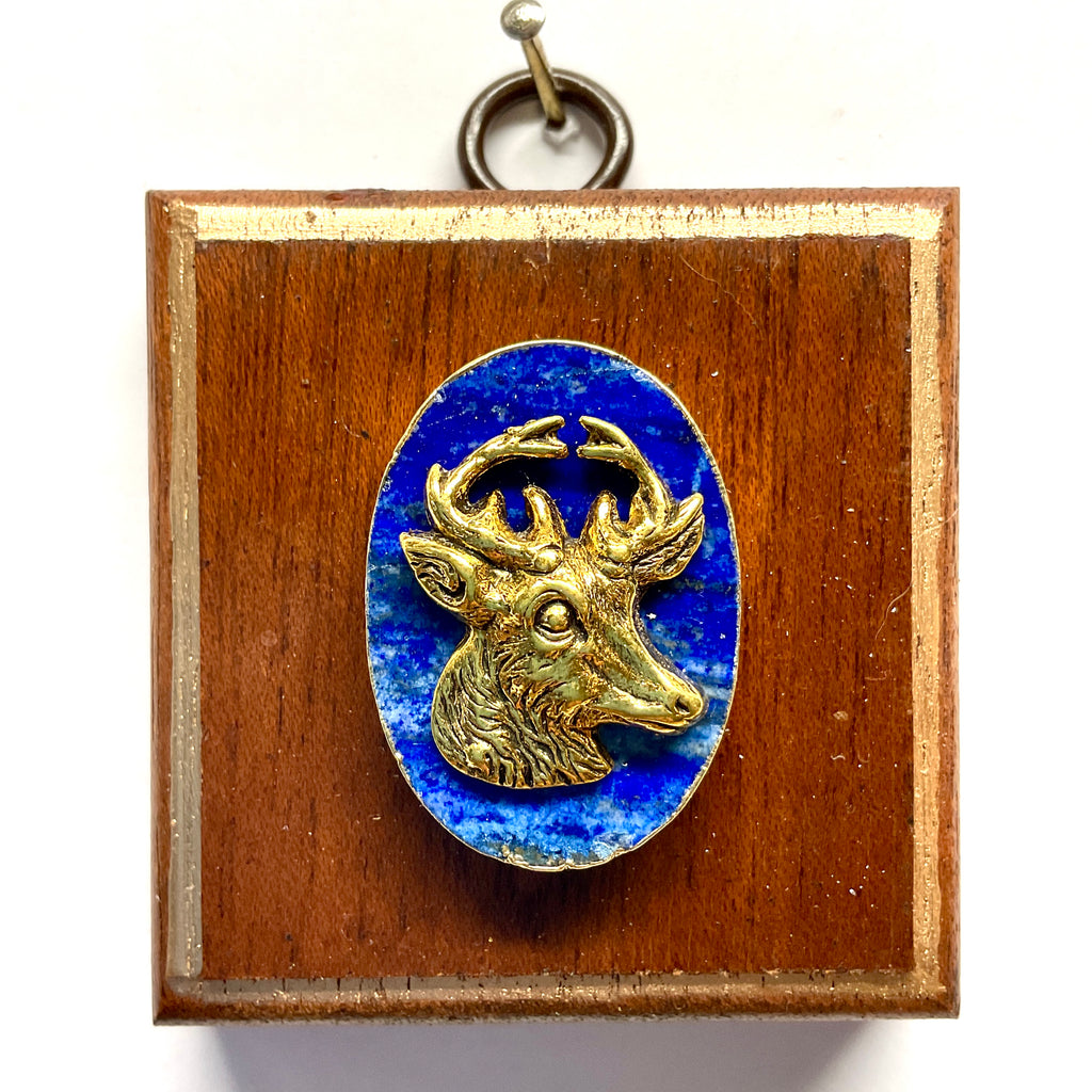 Wooden Frame with Stag on Lapis (2.5
