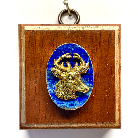 Wooden Frame with Stag on Lapis (2.5