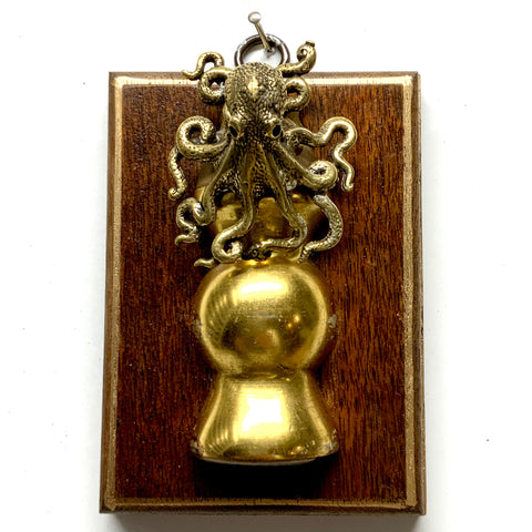 Wooden Frame with Octopus on Brooch (3.25