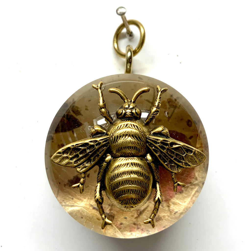 Acrylic Dome Frame with Grande Bee on Marbled Paper / Slight Imperfections (2