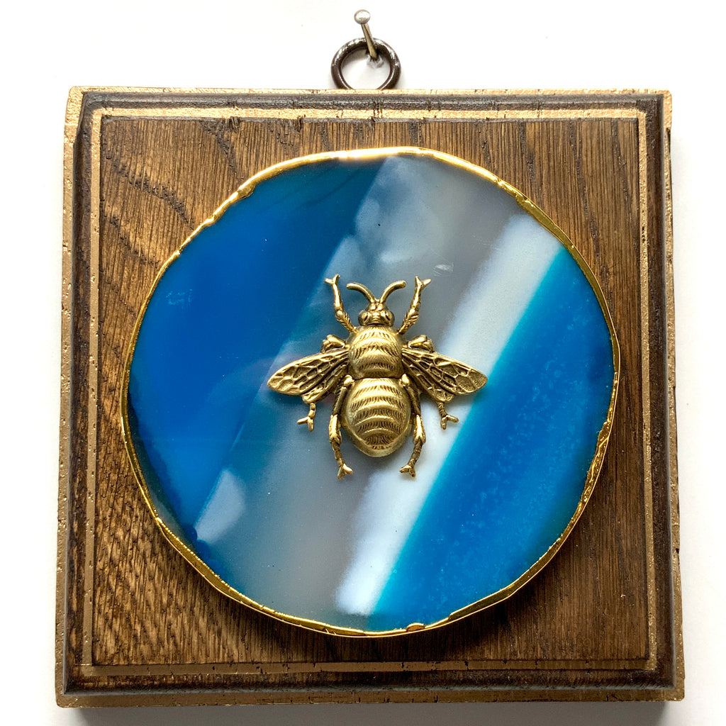 Wooden Frame with Grande Bee on Agate (5