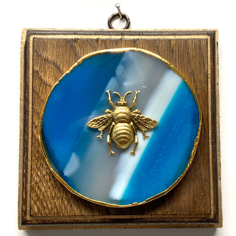 Wooden Frame with Grande Bee on Agate (5