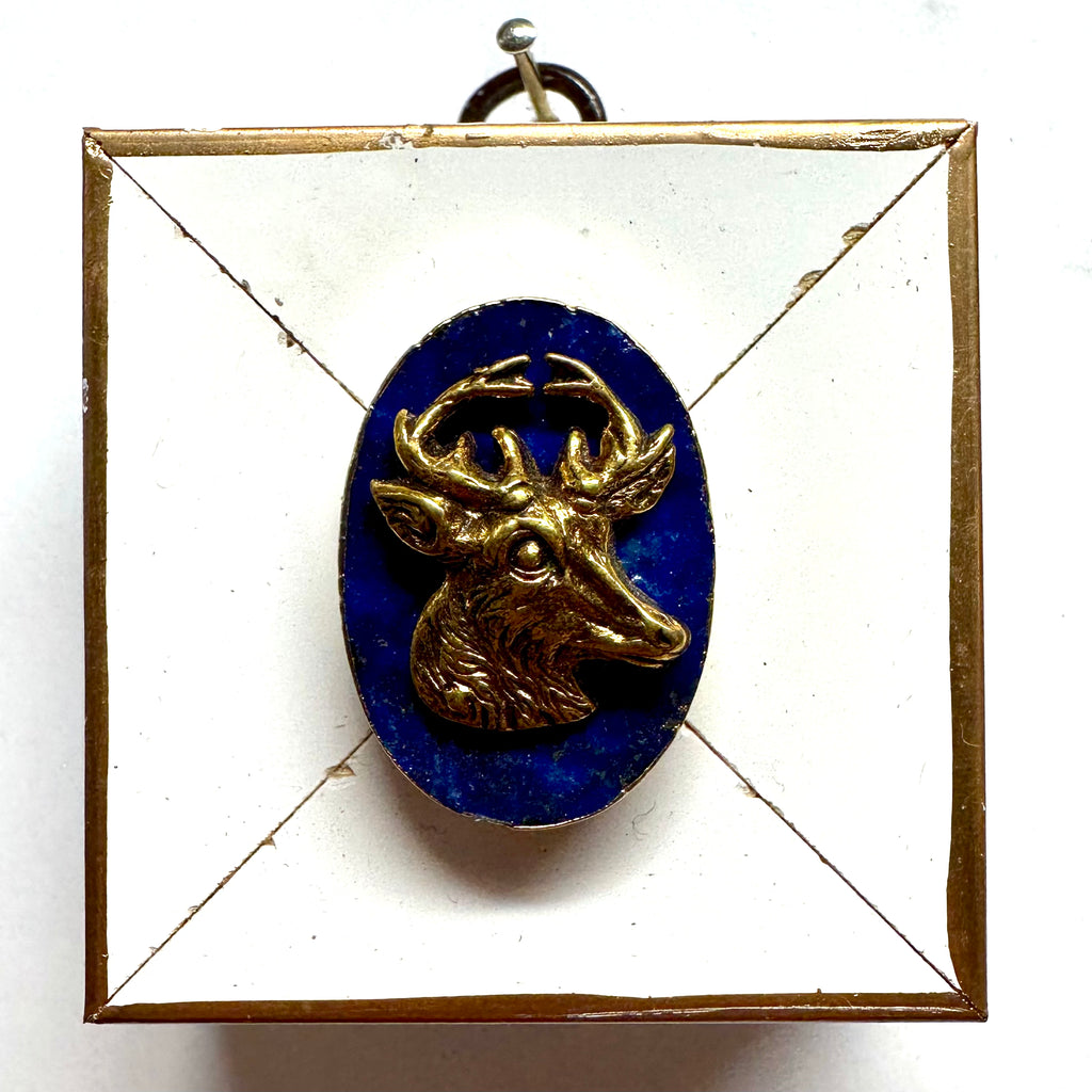 Modern Lacquered Frame with Stag on Lapis (2.5