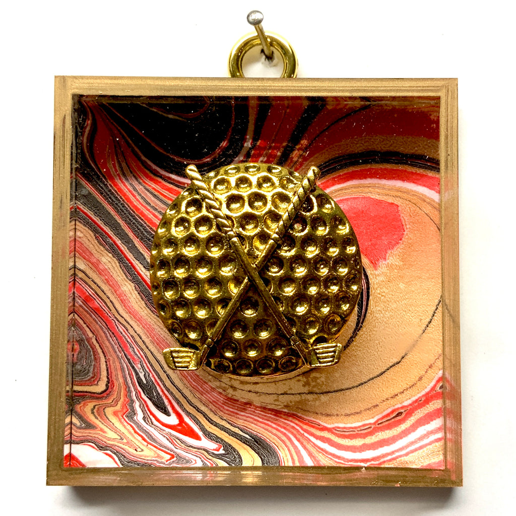 Acrylic Frame with Golf Ball and Clubs / Slight Imperfections (3