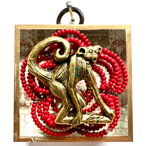 Acrylic Frame with Monkey on Brooch / Slight Imperfections (2” wide)