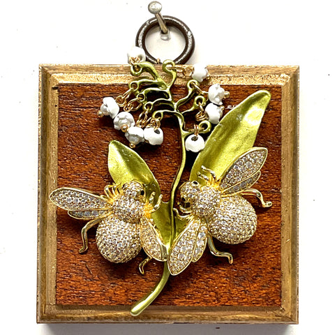 Wooden Frame with Sparkle Bees on Lily of the Valley (2