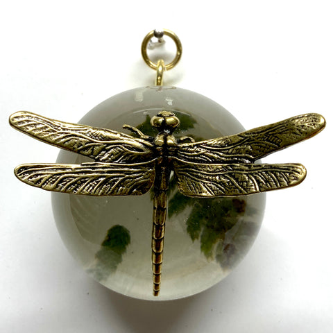 Acrylic Orb Frame with Dragonfly on Mulberry Paper / Slight Imperfections (2.5
