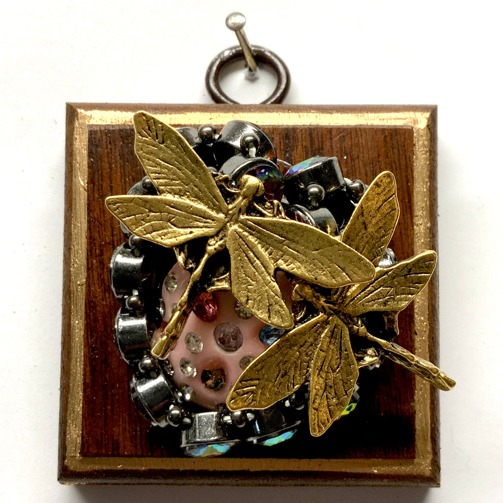 Wooden Frame with Dragonflies on Necklace (2.5