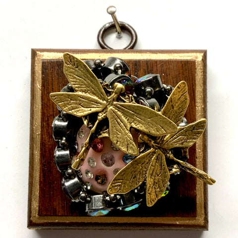 Wooden Frame with Dragonflies on Necklace (2.5