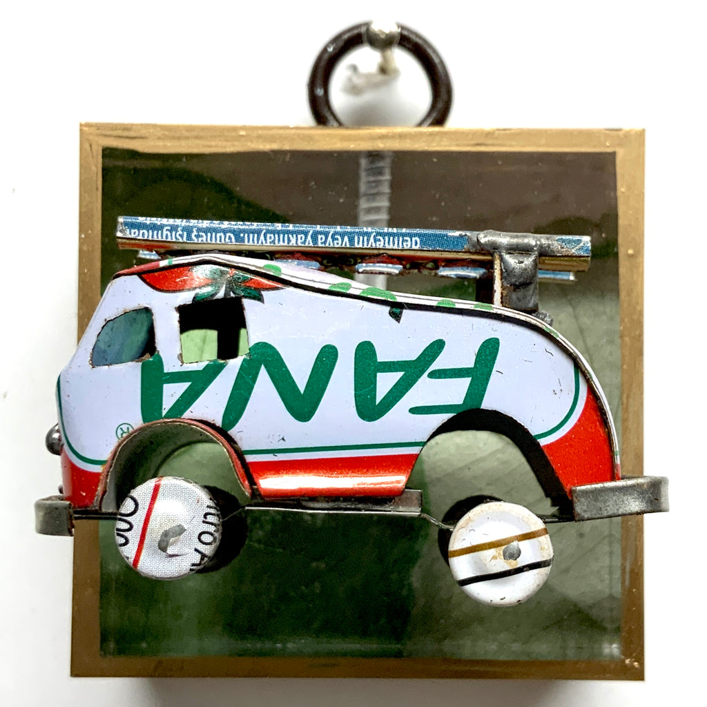 Acrylic Frame with Tin Van on Mulberry Paper / Slight Imperfections (2