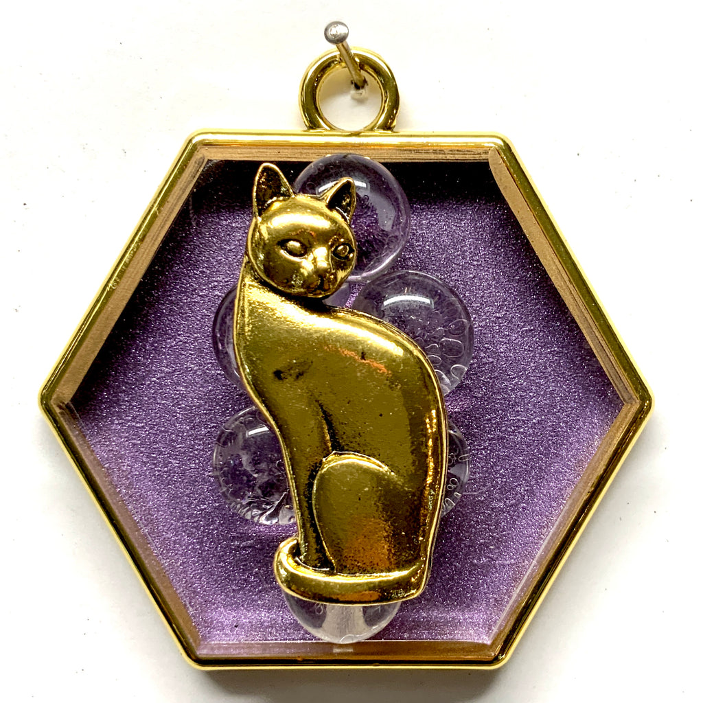 Acrylic Frame with Cat on Glass Beads / Slight Imperfections (3.25