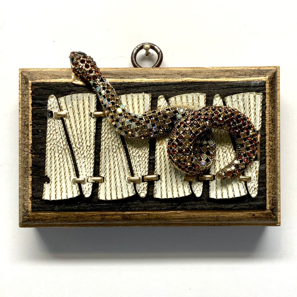 Bourbon Barrel Frame with Sparkle Snake on Necklace (4.25” wide)