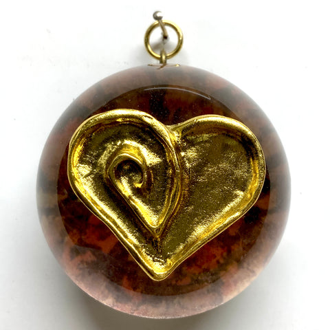 Acrylic Dome Frame with Heart on Marbled Paper / Slight Imperfections (3