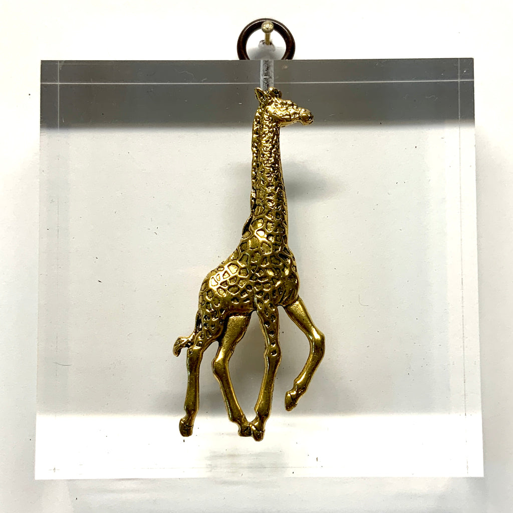 Lucite Acrylic Frame with Giraffe / Slight Imperfections (3.75” wide)