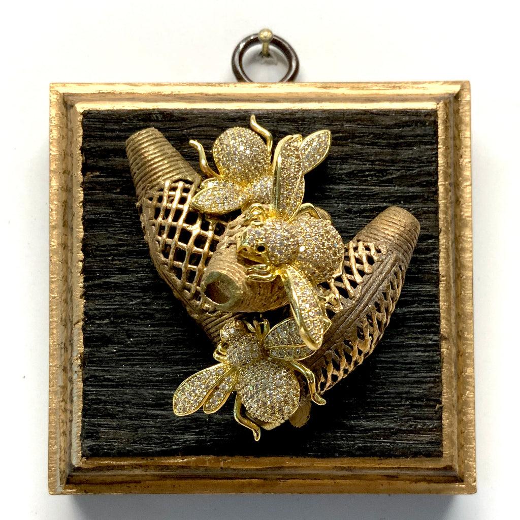 Bourbon Barrel Frame with Sparkle Bees on Beads (3.5” wide)