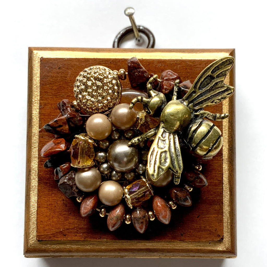 Wooden Frame with Bee on Necklace (2.5
