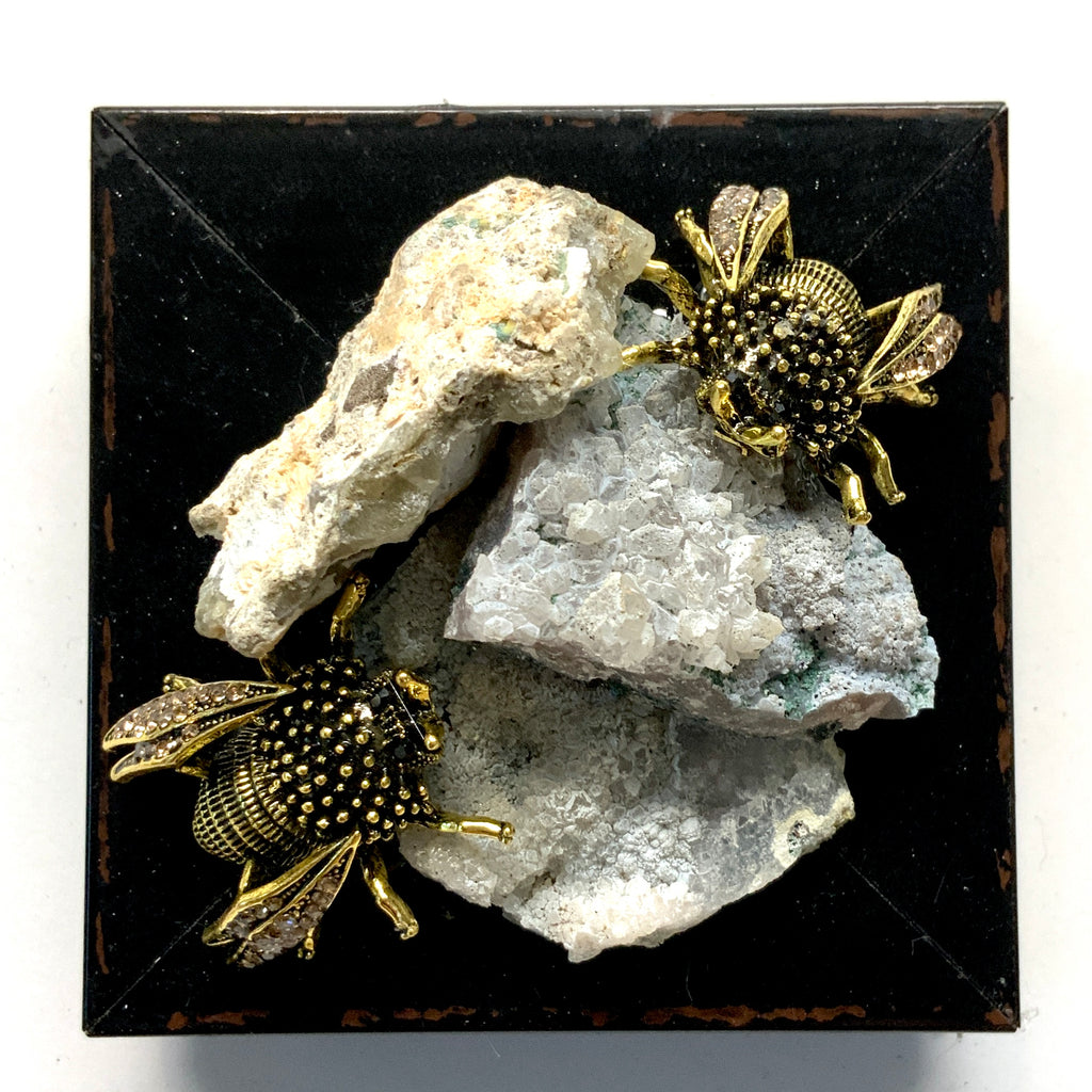 Modern Lacquered Frame with Bees on Stones (3” wide)
