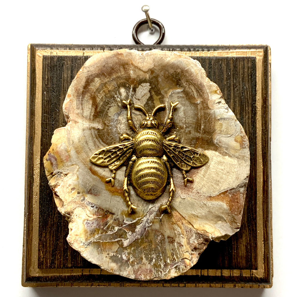 Wooden Frame with Grande Bee on Petrified Wood (4