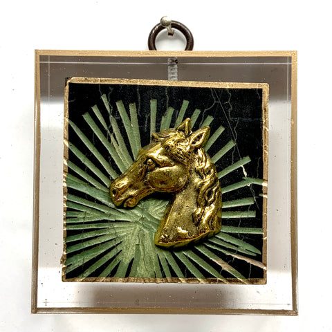 Lucite Acrylic Frame with Horse on Coromandel / Slight Imperfections (2.75” wide)