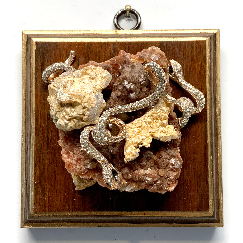 Mahogany Frame with Sparkle Snakes on Stones (4” wide)