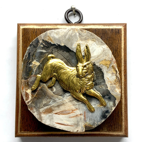 Wooden Frame with Hare on Petrified Wood (3.25