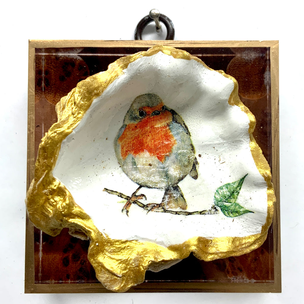 Acrylic Frame with Bird Oyster Shell on Redwood / Slight Imperfections (3