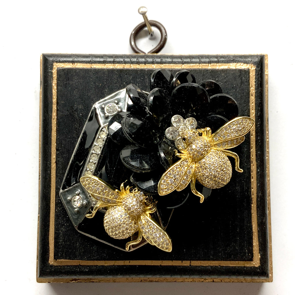 Painted Frame with Sparkle Bees on Brooch (3.25