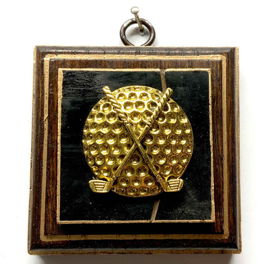 Wooden Frame with Golf Ball and Clubs on Coromandel (3.25