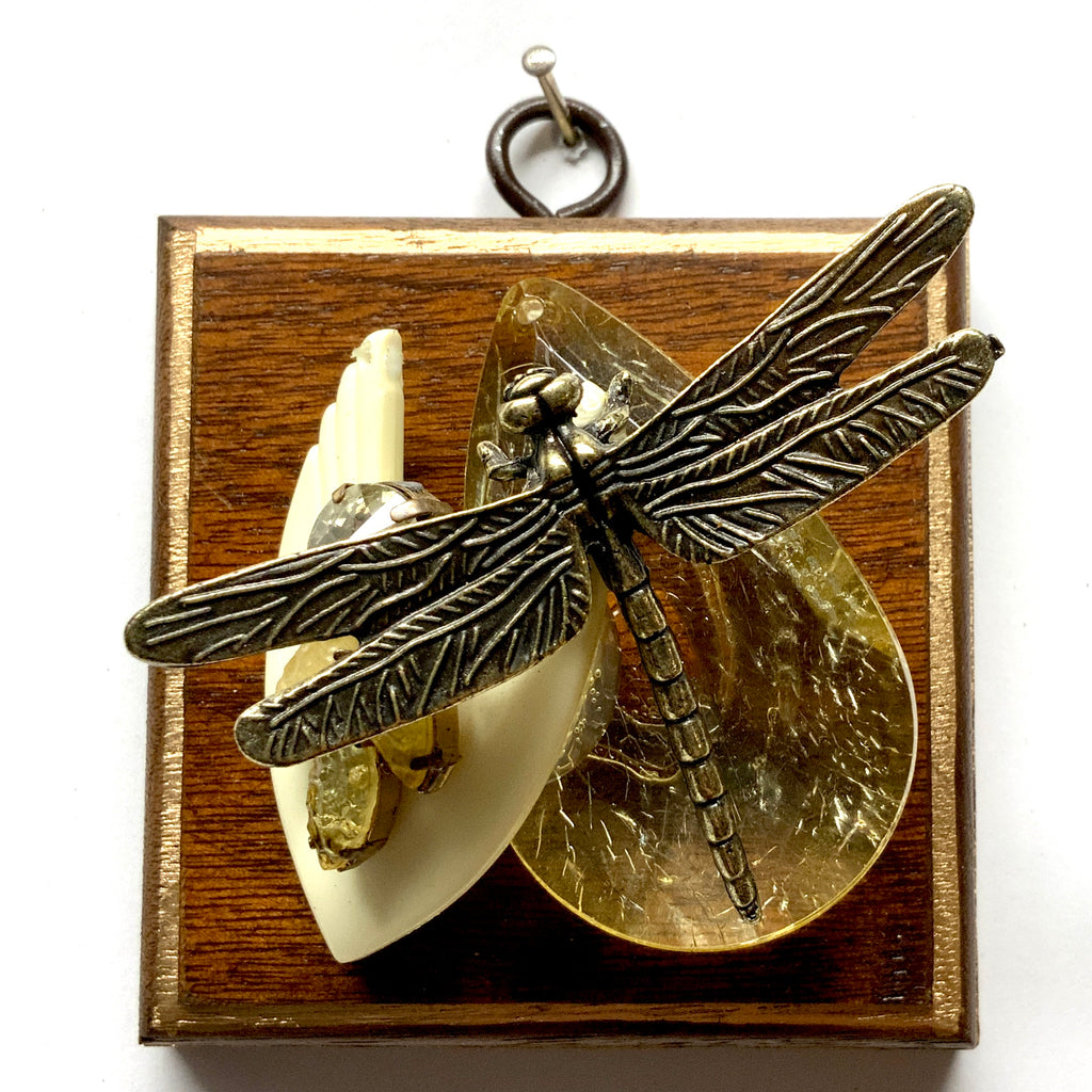 Wooden Frame with Dragonfly on Chandelier Crystal (3.25
