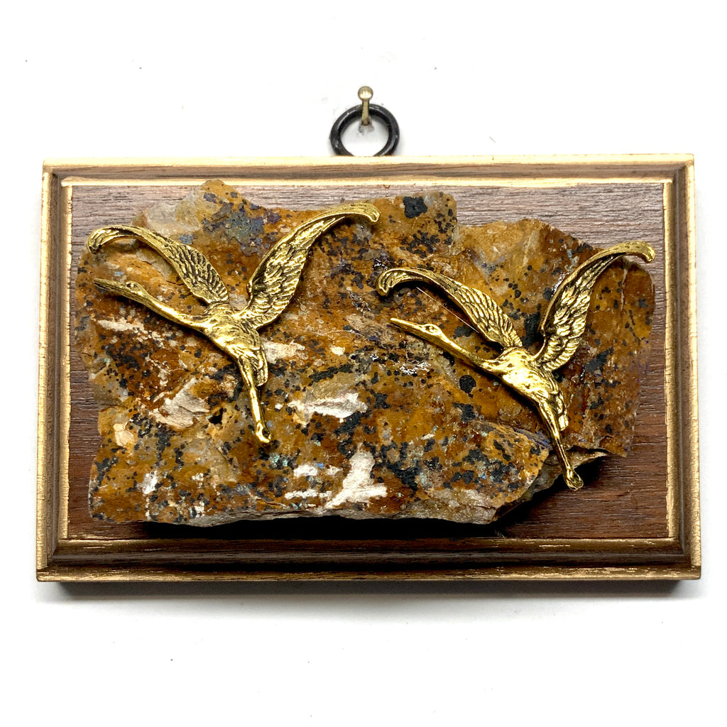 Mahogany Frame with Cranes on Stone (5.25” wide)
