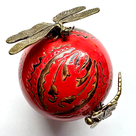 Ceramic Ball with Dragonflies (3 wide)