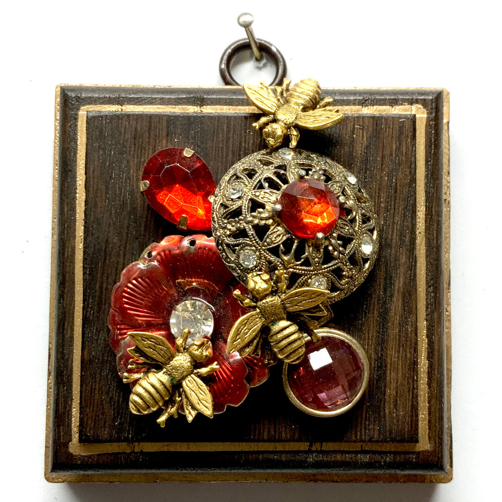 Wooden Frame with Napoleonic Bees on Brooch (3.25