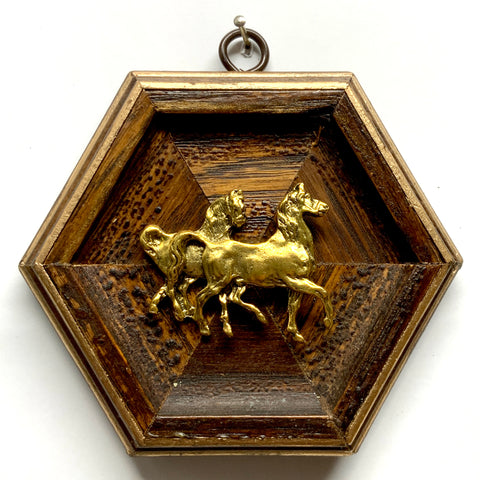 Wooden Frame with Horses (5