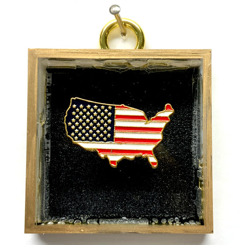 Acrylic Frame with USA Pin  on Sparkle Paper / Slight Imperfections (2